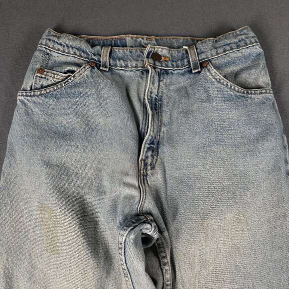 Vtg 90s Levis Womens 11 Jr Relaxed Fit Tapered Leg Light Wash Jeans Stained USA - Picture 4 of 14